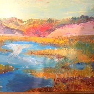 Oil on board  the view of the fall dunes